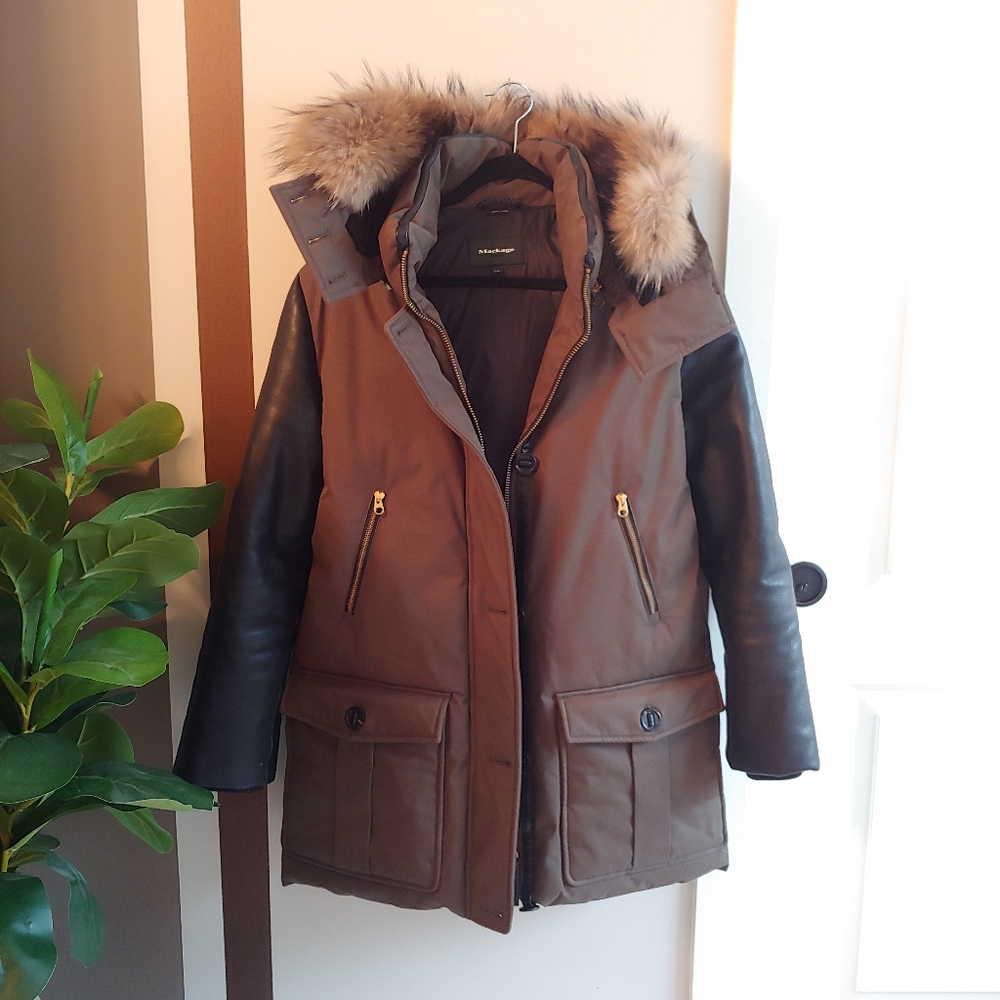 Mackage Cynthia Leather Sleeved Down Parka